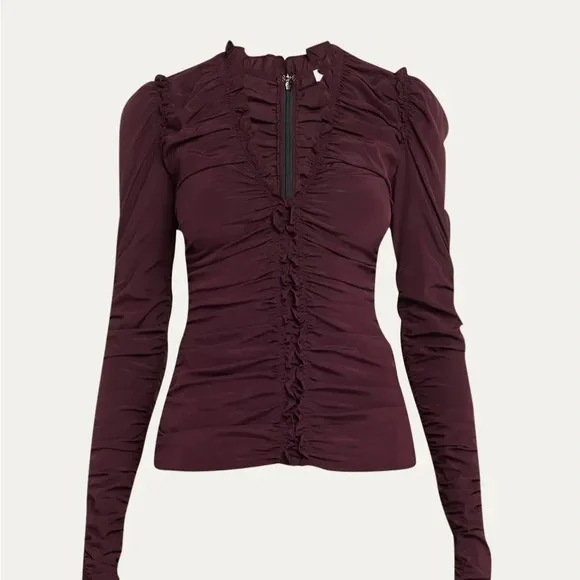 ALC Red Ruched Puff Sleeve Blouse - Picture 1 of 7